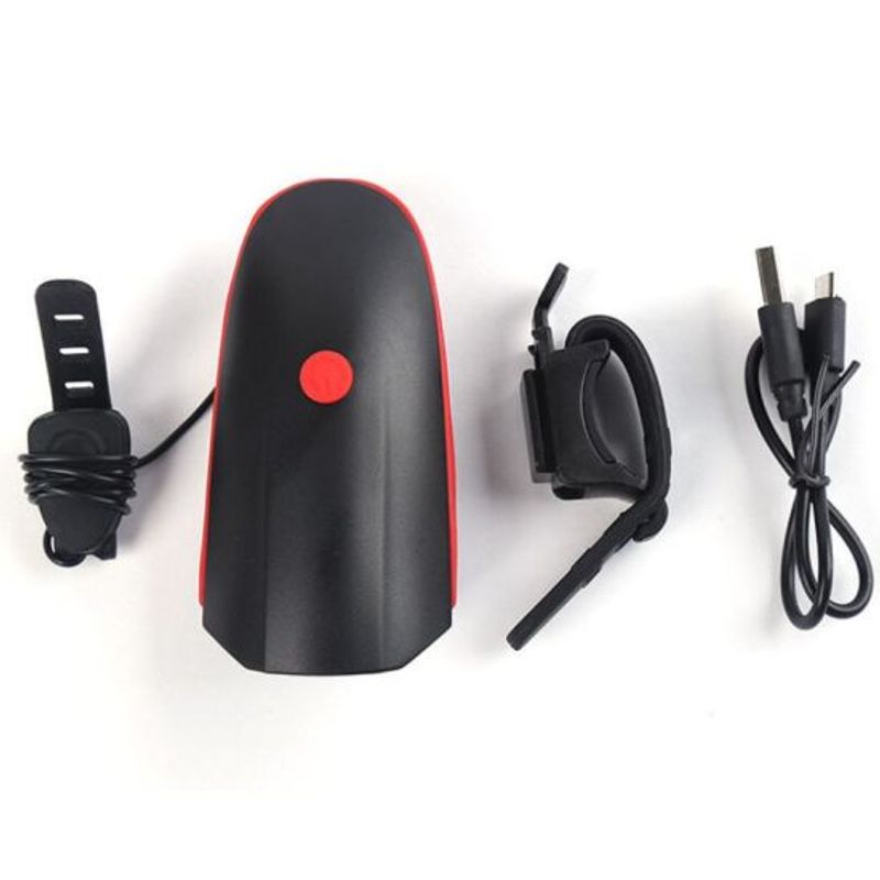 Casa si Gradina - Corpuri si surse de iluminat - Iluminat exterior - Lanterne - Kit 7588 lanterna pentru bicicleta cu Claxon reincarcabil prin USB - Infinity.ro