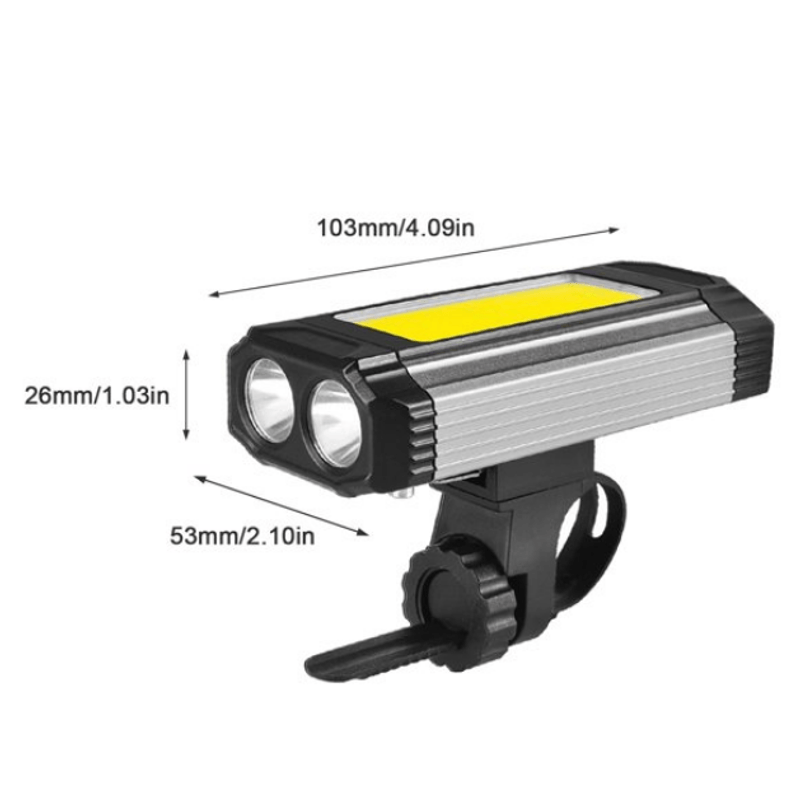 Casa si Gradina - Corpuri si surse de iluminat - Iluminat exterior - Lanterne - Lanterna de bicicleta, reincarcabila prin USB, 5 moduri 2 x Cob Rotund + 1 COB dreptunghiular - Infinity.ro