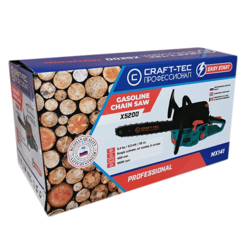 Casa si Gradina - Constructii - Scule electrice si accesorii - Fierastraie electrice - Drujba pe benzina Craft Tec 5200 3.4 HP 2.5 Kw 52cc MX141 - Infinity.ro