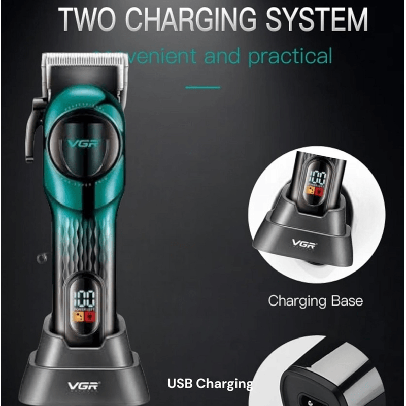 Ingrijire personala si Cosmetice - Aparate & accesorii ingrijire personala - Aparate de ras si tuns - Aparate de tuns - Set aparat de tuns fara fir VGR V 166 2000mah 6 distantiere incarcare USB si suport - Infinity.ro