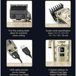 Ingrijire personala si Cosmetice - Aparate & accesorii ingrijire personala - Aparate de ras si tuns - Aparate de tuns - Aparat de Tuns Fara Fir V005 Carcasa Metalica 8 Distantiere Lama din Otel Inoxidabil - Infinity.ro