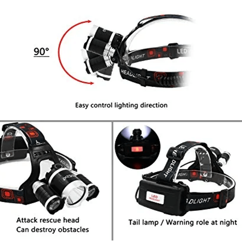 Casa si Gradina - Corpuri si surse de iluminat - Iluminat exterior - Lanterne - Lanterna de cap cu 3 LED reincarcabila R3000 - Infinity.ro