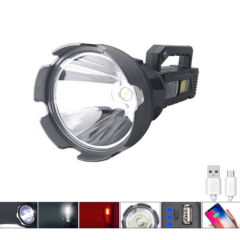 Casa si Gradina - Corpuri si surse de iluminat - Iluminat exterior - Lanterne - Lanterna de mana cu LED TD 999 de 50W cu 8000 lumeni acumulator integrat lumina laterala COB - Infinity.ro