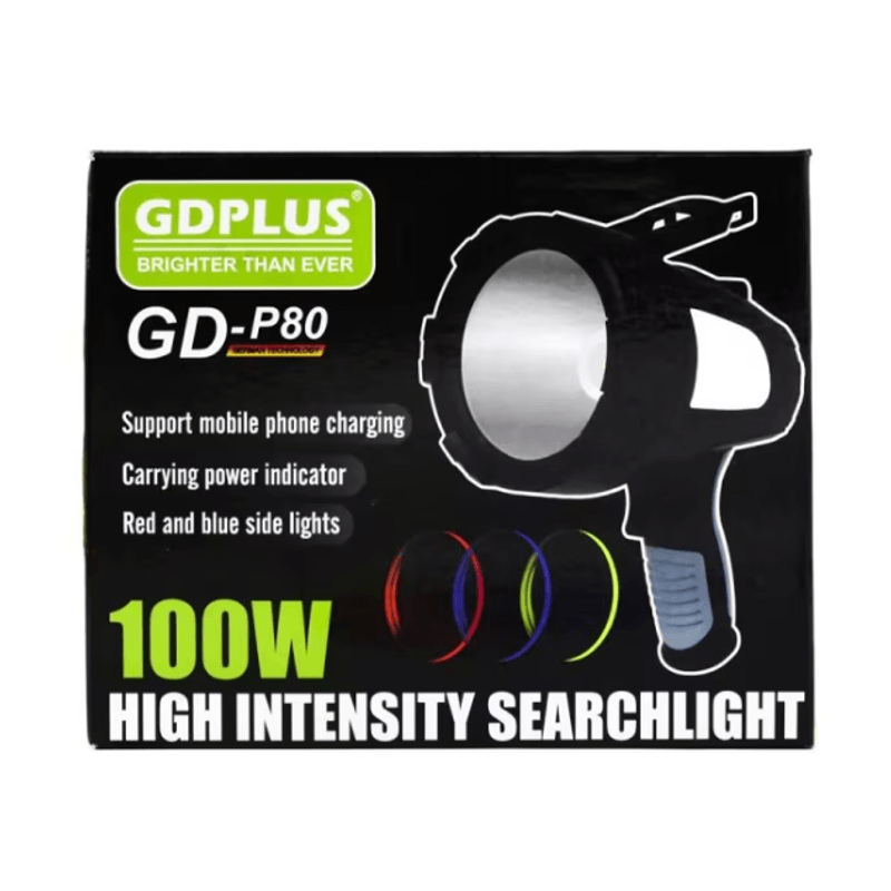 Casa si Gradina - Corpuri si surse de iluminat - Iluminat exterior - Lanterne - Lanterna reincarcabila 100W pliabila GD P80 cu 3 filtre color culoare negru - Infinity.ro