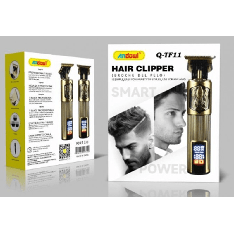 Ingrijire personala si Cosmetice - Aparate & accesorii ingrijire personala - Aparate de ras si tuns - Aparate de tuns - Trimmer de tuns si conturare Q TF11 vintage retro cu display - Infinity.ro
