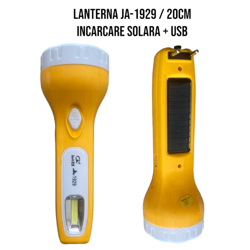 Casa si Gradina - Corpuri si surse de iluminat - Iluminat exterior - Lanterne - Lanterna JA 1929 reincarcabila panou solar si la priza 220V USB bank led lateral - Infinity.ro