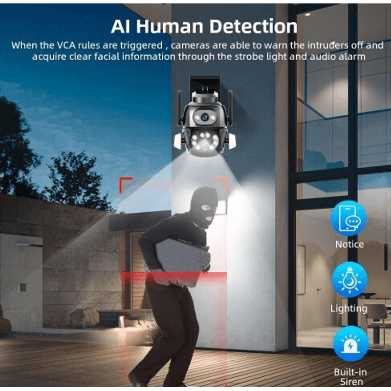 Casa si Gradina - Electrice - Smart Home - Camere de supraveghere - Camera de supraveghere Dubla PTZ 8MP 4K Q S800 cu Aplicatie GRI - Infinity.ro