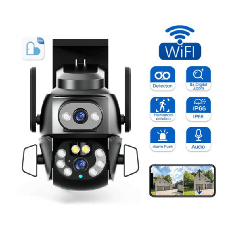 Casa si Gradina - Electrice - Smart Home - Camere de supraveghere - Camera de supraveghere Dubla PTZ 8MP 4K Q S800 cu Aplicatie GRI - Infinity.ro