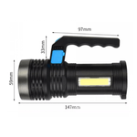 Casa si Gradina - Corpuri si surse de iluminat - Iluminat exterior - Lanterne - Lanterna de mana cu LED Q LED556 cu 1000 lumeni acumulator integrat lumina laterala COB negru - Infinity.ro