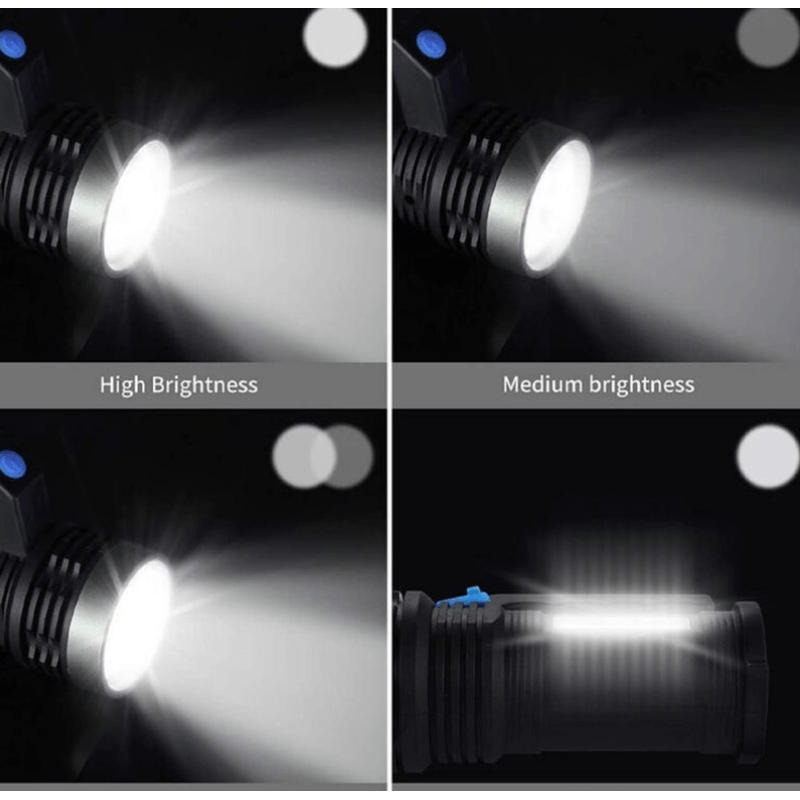 Casa si Gradina - Corpuri si surse de iluminat - Iluminat exterior - Lanterne - Lanterna de mana cu LED Q LED556 cu 1000 lumeni acumulator integrat lumina laterala COB negru - Infinity.ro