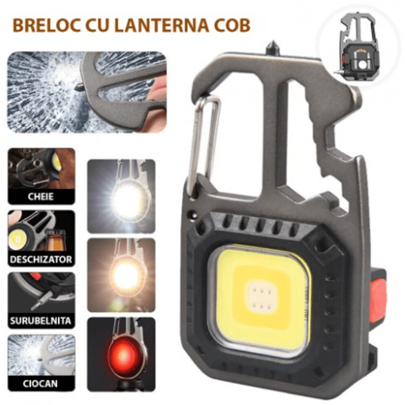 Casa si Gradina - Corpuri si surse de iluminat - Iluminat exterior - Lanterne - Breloc cu lanterna Andowl Q D911 cu LED COB multifunctional - Infinity.ro