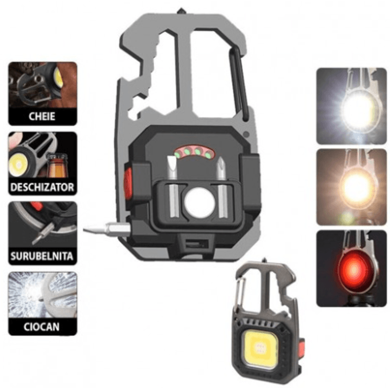 Casa si Gradina - Corpuri si surse de iluminat - Iluminat exterior - Lanterne - Breloc cu lanterna Andowl Q D911 cu LED COB multifunctional - Infinity.ro