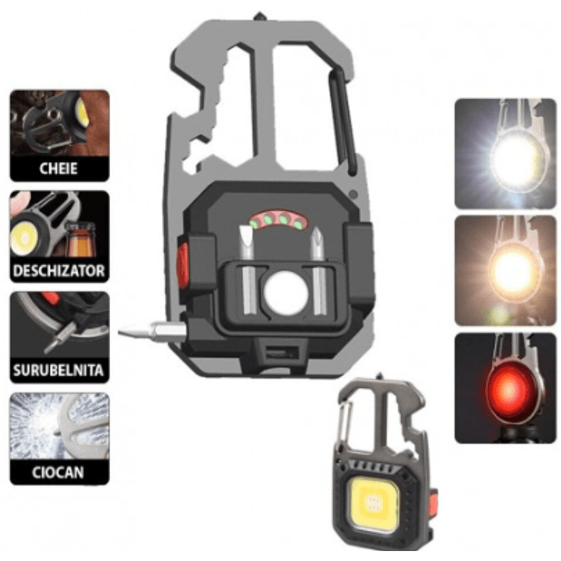 Casa si Gradina - Corpuri si surse de iluminat - Iluminat exterior - Lanterne - Breloc cu lanterna Andowl Q D911 LED COB multifunctional - Infinity.ro