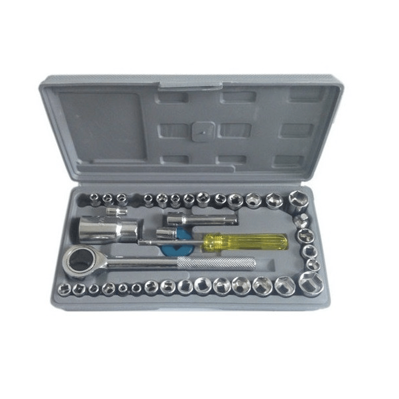 Casa si Gradina - Constructii - Scule de mana si unelte - Chei si truse chei - Trusa de chei tubulare 40 de piese sistem metric si SAE cutie gri - Infinity.ro