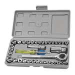 Casa si Gradina - Constructii - Scule de mana si unelte - Chei si truse chei - Trusa de chei tubulare 40 de piese sistem metric si SAE cutie gri - Infinity.ro