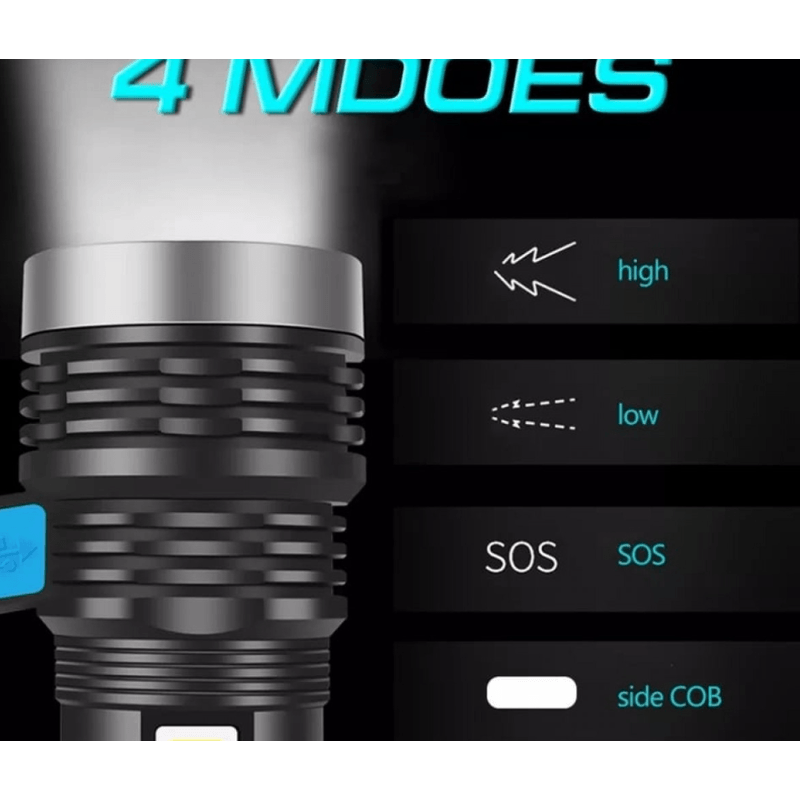 Casa si Gradina - Corpuri si surse de iluminat - Iluminat exterior - Lanterne - Lanterna cu LED Q LED556 cu 1000 lumeni acumulator integrat lumina laterala COB negru - Infinity.ro