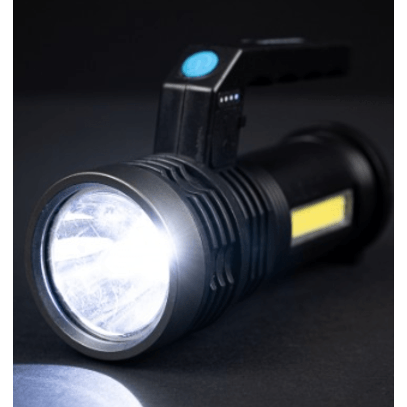 Casa si Gradina - Corpuri si surse de iluminat - Iluminat exterior - Lanterne - Lanterna cu LED Q LED556 cu 1000 lumeni acumulator integrat lumina laterala COB negru - Infinity.ro