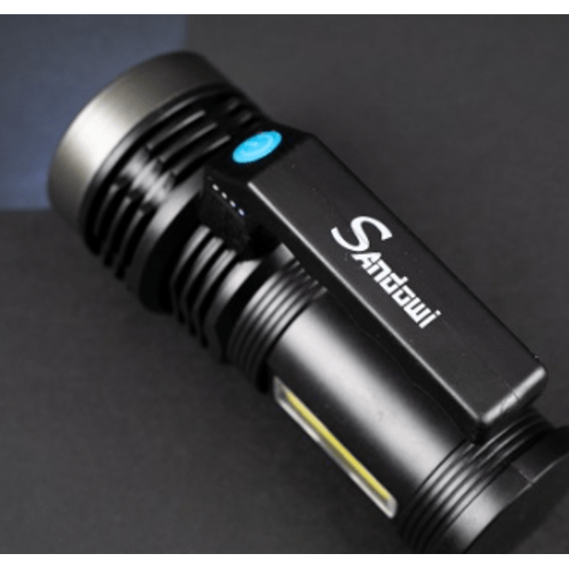 Casa si Gradina - Corpuri si surse de iluminat - Iluminat exterior - Lanterne - Lanterna cu LED Q LED556 cu 1000 lumeni acumulator integrat lumina laterala COB negru - Infinity.ro