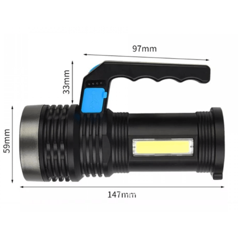 Casa si Gradina - Corpuri si surse de iluminat - Iluminat exterior - Lanterne - Lanterna cu LED Q LED556 cu 1000 lumeni acumulator integrat lumina laterala COB negru - Infinity.ro