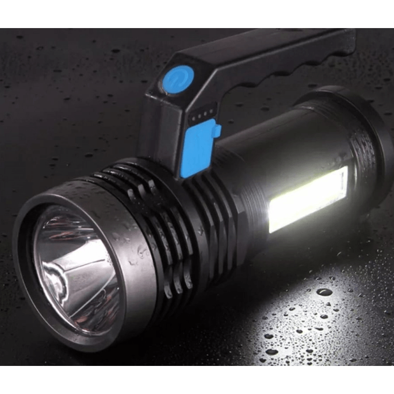 Casa si Gradina - Corpuri si surse de iluminat - Iluminat exterior - Lanterne - Lanterna cu LED Q LED556 cu 1000 lumeni acumulator integrat lumina laterala COB negru - Infinity.ro