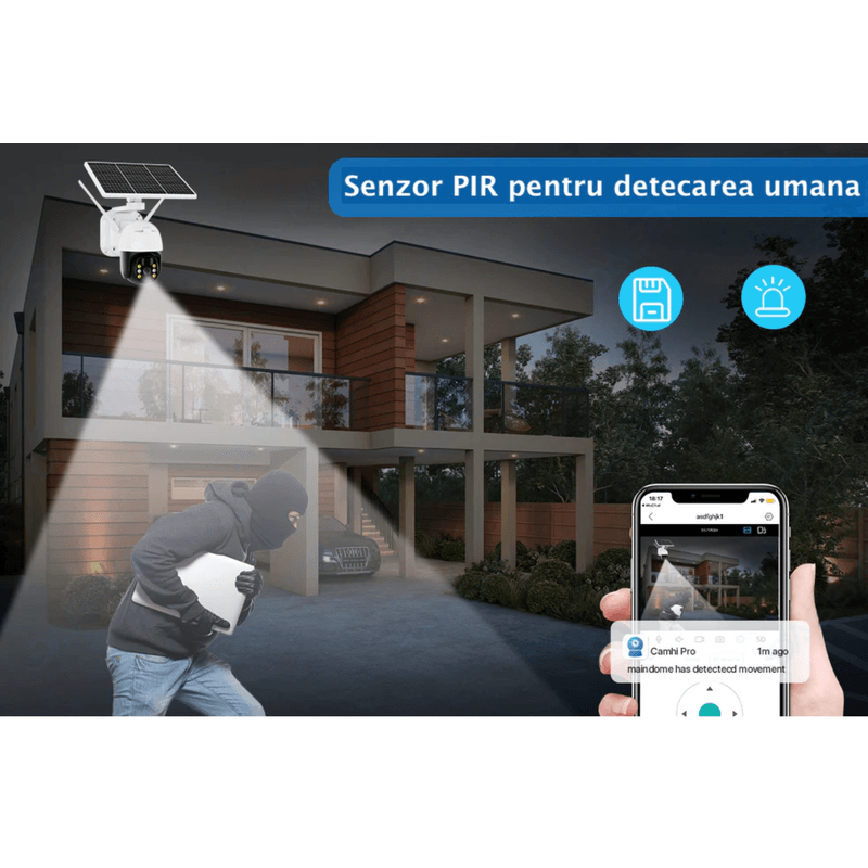 Casa si Gradina - Electrice - Smart Home - Camere de supraveghere - Camera supraveghere cu panou solar full HD PTZ 6 LED - Infinity.ro