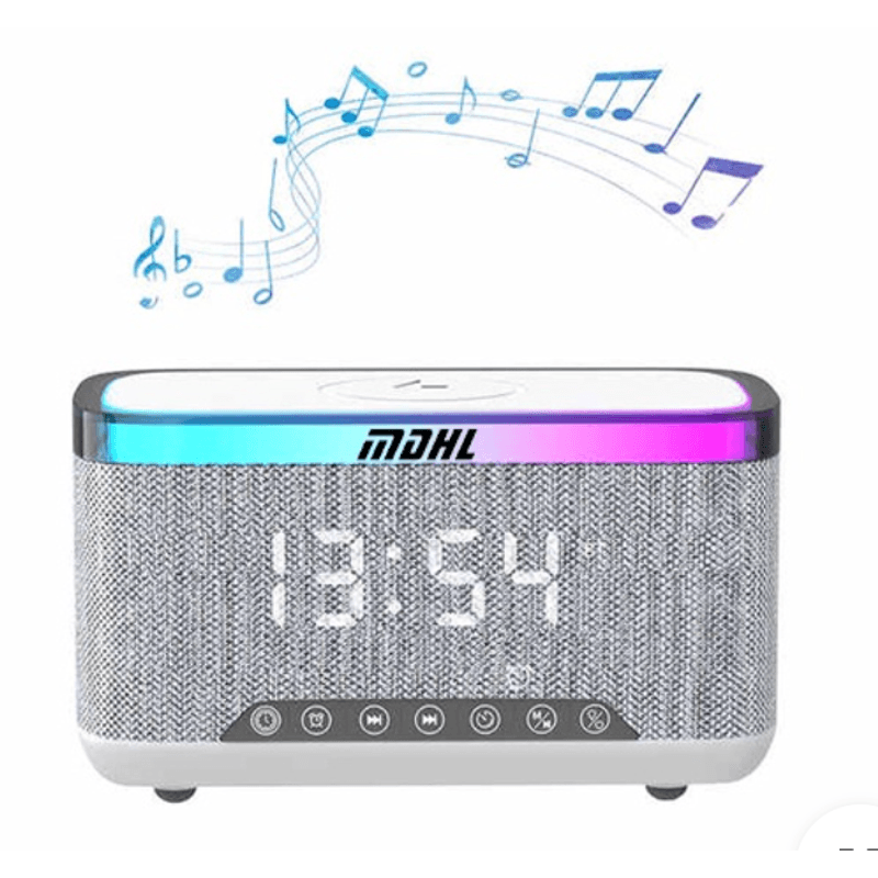 TV, Audio-Video si Foto - Portabile audio - Boxe portabile - Boxa portabila 4 in 1 cu 12 moduri de iluminare MD S300 Bluetooth Ceas Incarcator Wireless - Infinity.ro