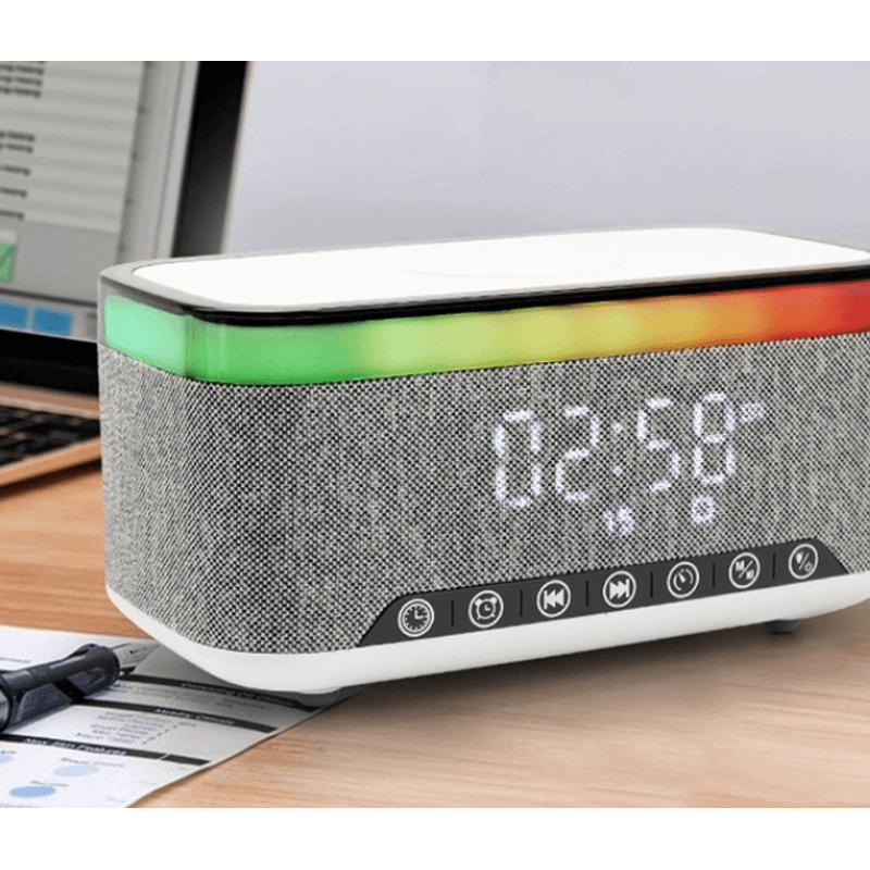 TV, Audio-Video si Foto - Portabile audio - Boxe portabile - Boxa portabila 4 in 1 cu 12 moduri de iluminare MD S300 Bluetooth Ceas Incarcator Wireless - Infinity.ro