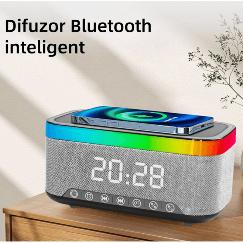 TV, Audio-Video si Foto - Portabile audio - Boxe portabile - Boxa portabila 4 in 1 cu 12 moduri de iluminare MD S300 Bluetooth Ceas Incarcator Wireless - Infinity.ro