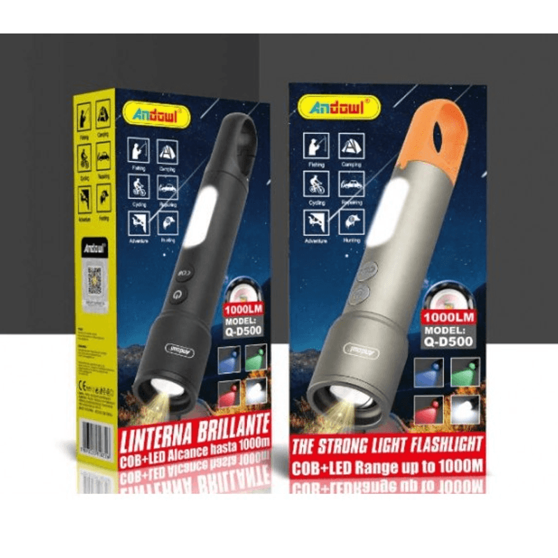 Casa si Gradina - Corpuri si surse de iluminat - Iluminat exterior - Lanterne - Lanterna Reincarcabila LED Andowl QD500 de mana Lentile Color 1000LM - Infinity.ro