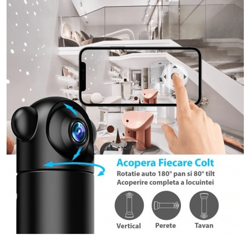 Casa si Gradina - Electrice - Smart Home - Camere de supraveghere - Mini Camera supraveghere Andowl Q SX82 4K Wifi rotativa - Infinity.ro