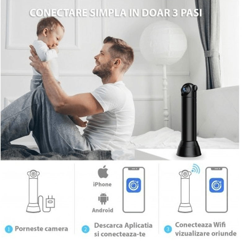 Casa si Gradina - Electrice - Smart Home - Camere de supraveghere - Mini Camera supraveghere Andowl Q SX82 4K Wifi rotativa - Infinity.ro