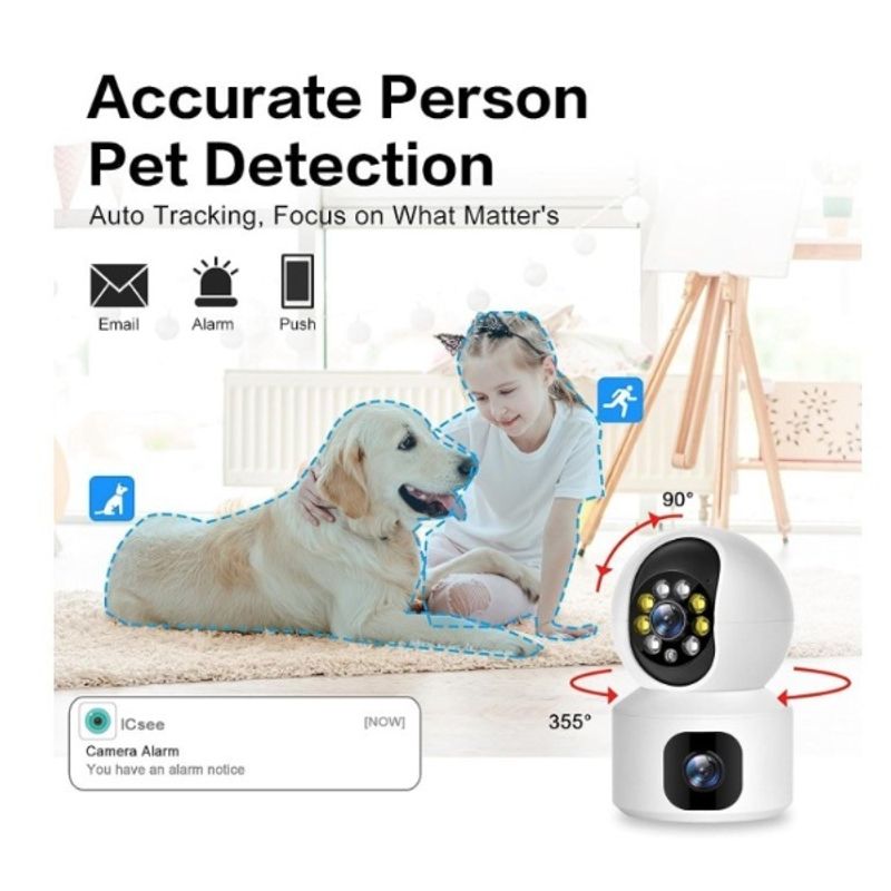 Casa si Gradina - Electrice - Smart Home - Camere de supraveghere - Camera de supraveghere dubla interioara SX626 pentru monitorizare bebelusi WIFi 360 - Infinity.ro