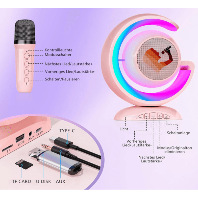 TV, Audio-Video si Foto - Portabile audio - Boxe portabile - Boxa karaoke cu 2 microfoane wireless Bluetooth USB MI - Infinity.ro