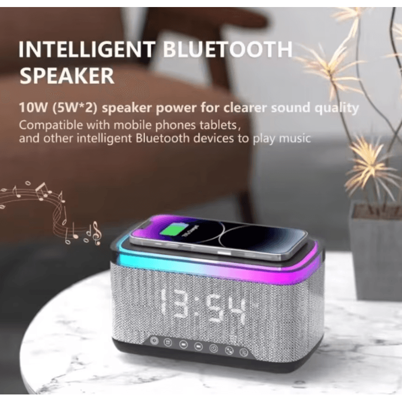 TV, Audio-Video si Foto - Portabile audio - Boxe portabile - Boxa Bluetooth KP 559 3 in 1 cu incarcator wireless ceas si iluminare LED 10W - Infinity.ro