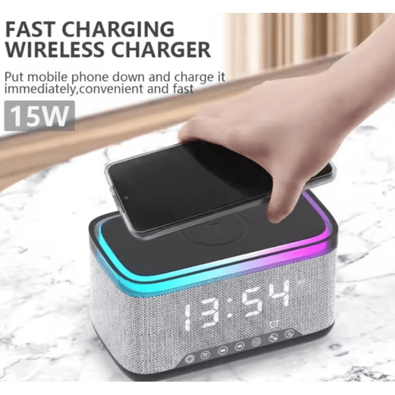 TV, Audio-Video si Foto - Portabile audio - Boxe portabile - Boxa Bluetooth KP 559 3 in 1 cu incarcator wireless ceas si iluminare LED 10W - Infinity.ro