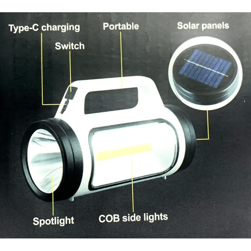 Casa si Gradina - Corpuri si surse de iluminat - Iluminat exterior - Lanterne - Lanterna de mana cu iluminare dubla si incarcare solara led cob YC 202 - Infinity.ro