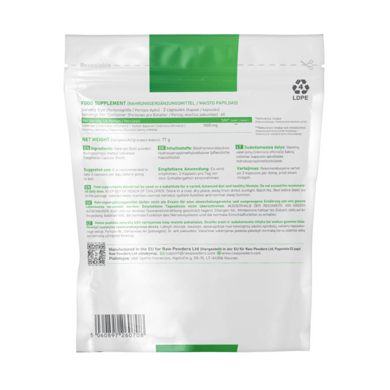 Ingrijire personala si Cosmetice - Sanatate si wellness - Suplimente alimentare - Alte suplimente alimentare - Valerian radacina 500mg 120 Capsule, Raw Powders - Infinity.ro