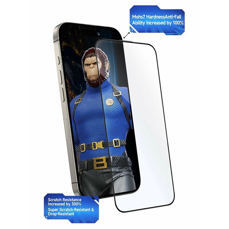 Laptop, Telefoane si Tablete - Telefoane mobile si accesorii - Accesorii Telefoane - Folii protectie telefoane - Folie pentru iPhone 15 Pro Max cu Aplicator - Blueo Crystal Anti-Scratch Glass - Black - Infinity.ro