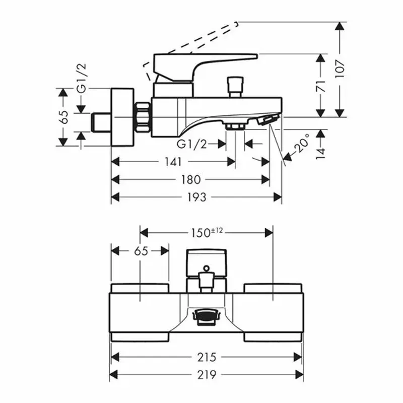 Casa si Gradina - Sanitare - Lavoar baie si accesorii - Baterii sanitare - Baterie cada - dus Hansgrohe Metropol negru mat 18 cm - Infinity.ro