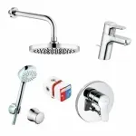 Casa si Gradina - Sanitare - Lavoar baie si accesorii - Baterii sanitare - Set complet sistem de dus Kludi Pure&Easy A-QA Eco 200 incastrat cu baterie de lavoar - Infinity.ro