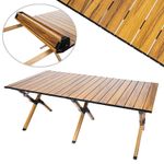 Casa si Gradina - Gradina si terasa - Mobilier exterior - Seturi mobila gradina - Masa pentru camping cu sistem de pliere rapida, cadru ultra usor din aluminiu, 118x60x45cm, maro - Infinity.ro