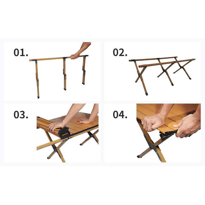 Casa si Gradina - Gradina si terasa - Mobilier exterior - Seturi mobila gradina - Masa pentru camping cu sistem de pliere rapida, cadru ultra usor din aluminiu, 118x60x45cm, maro - Infinity.ro
