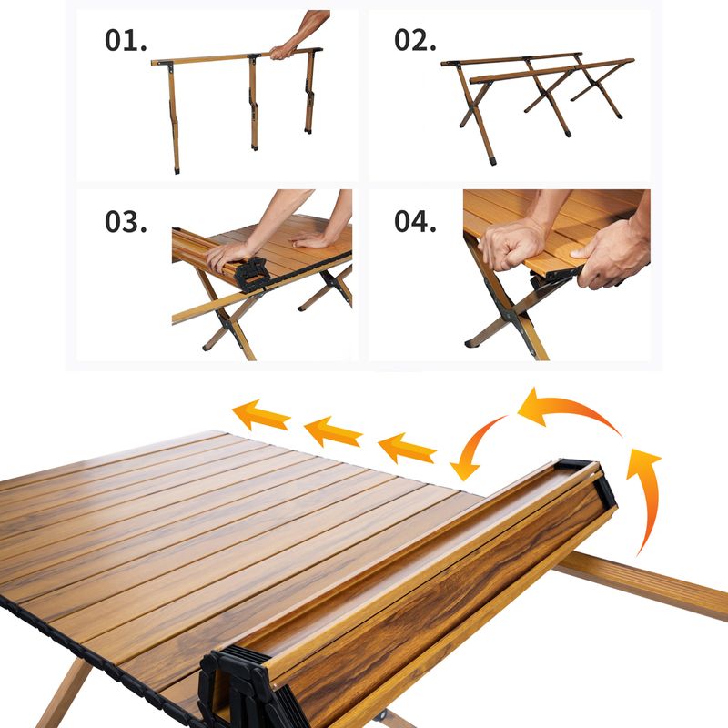 Casa si Gradina - Gradina si terasa - Mobilier exterior - Seturi mobila gradina - Masa pentru camping cu sistem de pliere rapida, cadru ultra usor din aluminiu, 118x60x45cm, maro - Infinity.ro