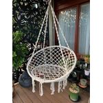 Casa si Gradina - Gradina si terasa - Balansoare si hamace - Balansoare - Scaun rotund tip leagan suspendat pentru casa sau gradina, cu franjuri, 150kg, crem - Infinity.ro