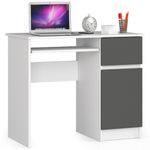 Casa si Gradina - Mobilier - Mese si birouri - Birouri - Birou computer PIKSE cu sertar, dulap si polita glisanta pentru tastatura, dreapta, 90x50x77 cm, alb si gri - Infinity.ro