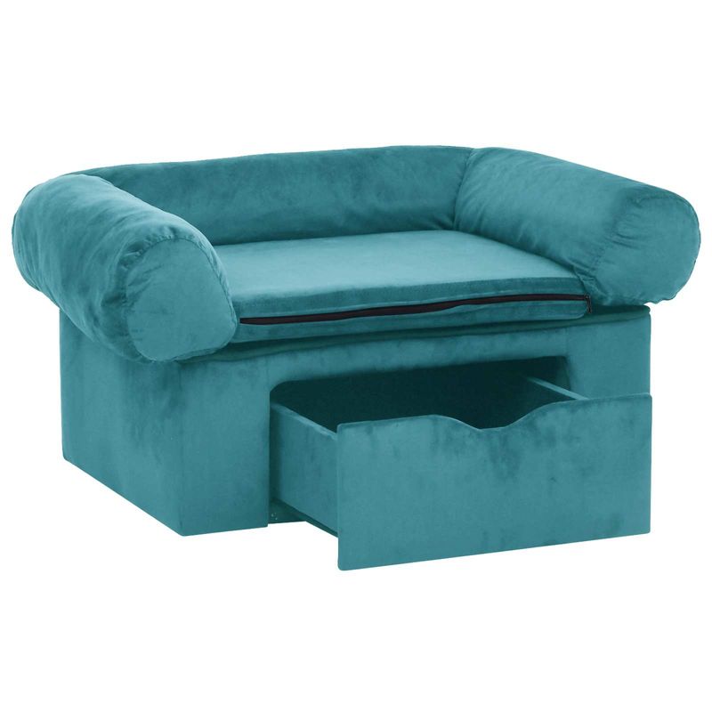 Petshop - Accesorii petshop - Culcusuri si custi - Culcusuri si saltele - Canapea pentru caini cu depozitare Turcoaz 75 x 50 x 38cm Plus - Infinity.ro
