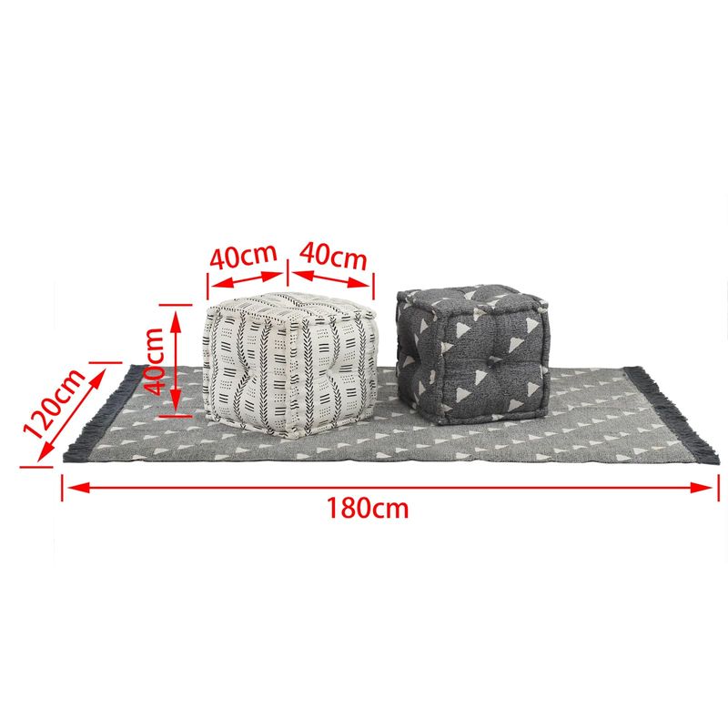 Casa si Gradina - Mobilier - Scaune si fotolii - Tabureti - Taburet geometric Gri si alb 40 x 40 x 40 cm tesatura - Infinity.ro