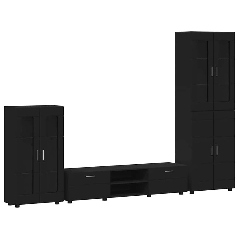Casa si Gradina - Mobilier - Seturi de mobilier - Seturi living - Set comoda TV cu sertar cu Raft cu usa Negru Lemn compozit - Infinity.ro