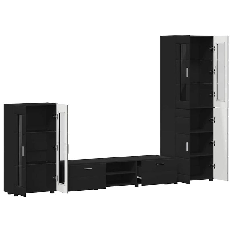 Casa si Gradina - Mobilier - Seturi de mobilier - Seturi living - Set comoda TV cu sertar cu Raft cu usa Negru Lemn compozit - Infinity.ro