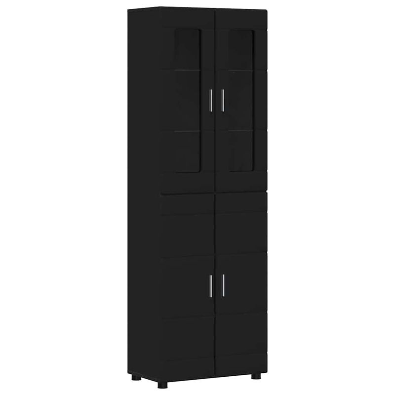 Casa si Gradina - Mobilier - Seturi de mobilier - Seturi living - Set comoda TV cu sertar cu Raft cu usa Negru Lemn compozit - Infinity.ro
